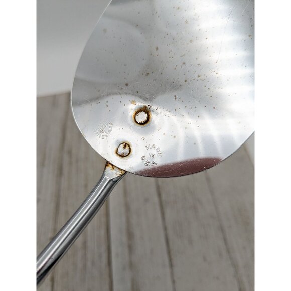 Chief Solid Spatula Flipper Server 10 1/4" Wooden Handle Chrome - Picture 8 of 9